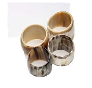 Cuerno de búfalo elegante mesa de comedor servilletero anillos para servilletero de madera personalizado vajilla producto antiguo para el hogar - Product Image 1