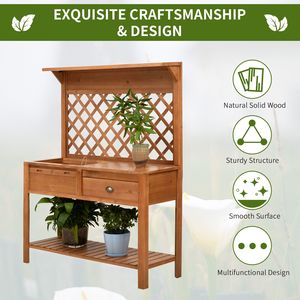 Panca da Giardino in Legno per Esterni con Ganci per Cassetti in Metallo, Ripiano Portaoggetti e Schienale a Griglia per Uso in Centri Commerciali o Parchi - Product Image 5