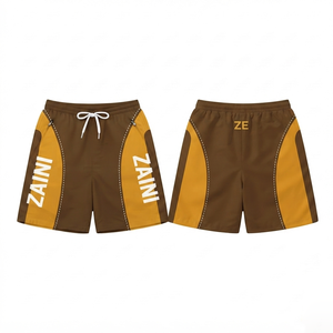 <b>Men</b> Windbreaker <b>Shorts</b> 160g Premium Polyester Microfiber Solid <b>Black</b> Blue Gold Curved Panel Silk Screen Printed Front Logo - Product Image 1