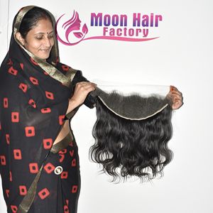 Extensions de cheveux humains indiens 100% naturels, qualité HD, ondulés, couleur noire, cuticules alignées, Remy vierges, prix de gros - Product Image 4