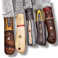 Lot de 20 couteaux de chasse en acier Damas à pointe tombante avec manches en os et en bois, lames fixes pleines de 8 pouces, couteau de bushcraft