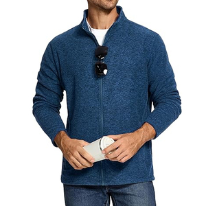 Men's Beige Fleece <b>Zip</b>-<b>Up</b> <b>Jacket</b> Regular Fit Stand Collar Casual Winter Wear Breathable Knitted Material Eco-Friendly Patchwork - Product Image 3