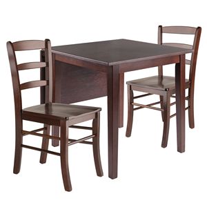 Perrone Walnut 3-Piece Drop Leaf Table and <b>Ladder</b>-Back <b>Chairs</b> Set for Dining Room - Product Image 1