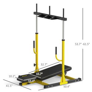 Macchina per Pressa Gambe Verticale Compatibile con Piastre Olimpiche, per Sistema Home Gym Giallo, con Posizioni Regolabili per Gambe, Schiena e Testa - Product Image 3