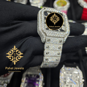 นาฬิกาข้อมือ Pahal Jewels Luxury Square Diamond ตัวเรือนสแตนเลสสตีล หน้าปัดแสดงวันที่ ขนาด 40 มม. แฟชั่นสำหรับทุกเพศ - Product Image 3