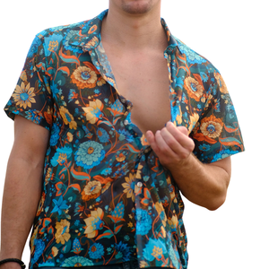เสื้อเชิ้ตแขนสั้นลายดอกไม้ฮาวายสำหรับผู้ชายทรงปกติผ้าฝ้ายน้ำหนักเบาสำหรับใส่ไปเที่ยวชายหาดช่วงฤดูร้อน - Product Image 4