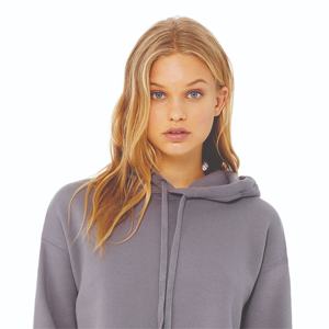 Sweat-shirt court à capuche pour femme, manches longues, décontracté, en molleton doux, style streetwear, pour la gym, couleur unie - Product Image 4