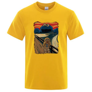 เสื้อยืดผู้ชายคุณภาพสูง ผ้าฝ้าย 100% พิมพ์ลายตลกๆ สไตล์ลำลอง เท่ๆ ทรงหลวม คอกลม เสื้อยืดผู้ชาย - Product Image 1