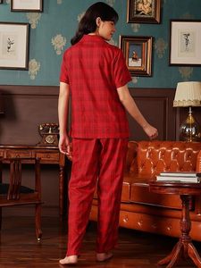 Conjunto de pijama de algodón cómodo para mujer, manga larga, transpirable, ligero, ropa de dormir suave, ropa de estar por casa - Product Image 3