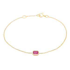 14K <b>Solid</b> <b>Gold</b> Natural Ruby Birthstone <b>Bracelet</b> for Mom - Product Image 6