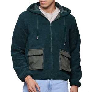 Sudadera con Capucha Sherpa de Invierno para Hombre, Estilo Nuevo OEM, Cierre Completo, Color Sólido, Bordado con Cuentas, Diseños Personalizados, Secado Rápido - Product Image 1