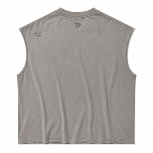 Custom Men’s <b>Y2K</b> Sleeveless Muscle Tee Oversized Boxy Streetwear Tank <b>Top</b> Dove Gray Cotton Polyester with Holographic Silver - Product Image 5