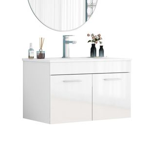32-Inch Wall Mounted <b>Bathroom</b> <b>Vanity</b> with Double Doors Soft Close Sink Combo Luxury Wall Mount <b>Bathroom</b> Cabinet - Product Image 6
