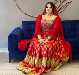 Robes de mariée de luxe en coton, soie et mousseline, robe afghane pour filles, motif floral pour mariages et occasions festives, toutes tailles - Product Image 5