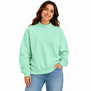 Sudadera de Cuello Alto para Mujer, de Felpa de Invierno de Primera Calidad, 100% Algodón, Talla Grande, Bordada, Transpirable - Product Image 1