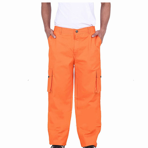 Pantalones Cargo Casuales para Hombre, Color Naranja, Múltiples Bolsillos, Cintura Elástica, Tela de Lona Transpirable, Estilo Primavera - Product Image 1