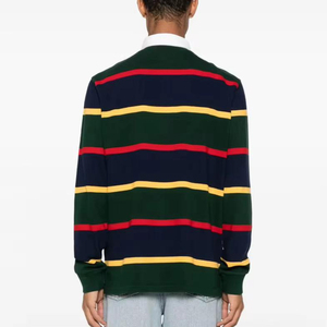 Premium Custom Men Rugby Polo <b>tShirt</b> <b>Long</b> Sleeve Striped Casual Cotton Blend Collar Sweatshirt Vintage Classic Horizontal Strip - Product Image 4