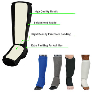 Protège-tibias de karaté U-best bleus, équipement de protection respirant et durable avec coussinets, unisexe, en polyester - Product Image 4