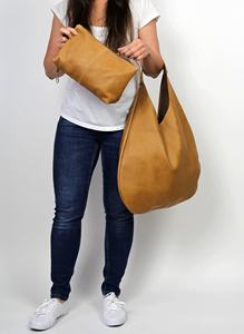 Sac Hobo en cuir marron sac à main marron camel pour femme marron clair doux tous les jours marron sac à main LHB-0082 - Product Image 3