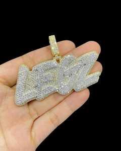 Pendentif personnalisé en moissanite VVS avec nom, pendentif lettre en moissanite, argent 925 plaqué or, bijoux hip-hop, pendentif bicolore - Product Image 5