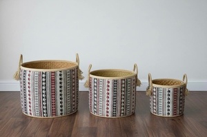 Handmade Natural Bamboo Woven <b>Storage</b> Basket with Handles Round Picnic Hamper Eco Friendly Home Organizer for <b>Clothes</b> and Toys - Product Image 4