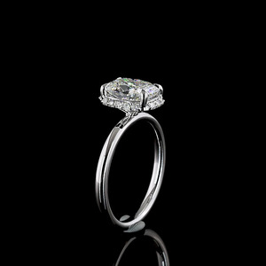 Anillo de Compromiso con Diamante Cultivado en Laboratorio con Corte Cojín y Halo, Certificado por IGI, Oro 10K/14K/18K, Plata 925/935, Bañado en Rodio, para Regalo de Boda - Product Image 4