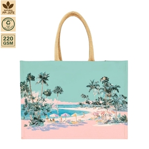 Bolsa de Playa de Lona de Algodón Laminada de 220 GSM para Moda, Vacaciones en la Playa, Compras, Impresión Personalizada, Venta al por Mayor, Marca Privada, Reutilizable - Product Image 4