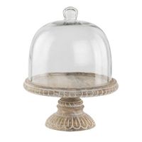 Support à gâteau en bois robuste avec couvercle en verre, compatible lave-vaisselle, forme personnalisable pour la présentation professionnelle en boulangerie et le service de traiteur