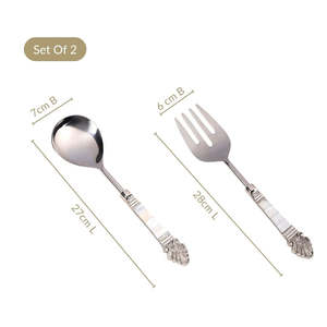 Ensemble de couverts vintage en acier inoxydable au design ROYAL, manche en nacre, finition miroir, passe au lave-vaisselle, idéal pour les mariages et les dîners - Product Image 5