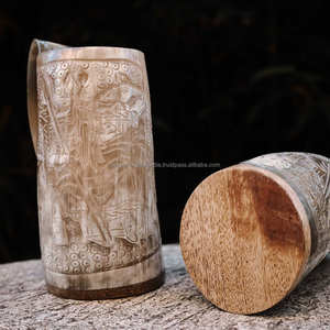 Haut de gamme élégant buffle corne de boeuf Tankard qualité sculpté poli tasse à vin Style Viking artisanat naturel pour boire - Product Image 2