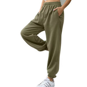 Pantalones de chándal con logotipo personalizado para mujer, pantalones de chándal de algodón transpirable, Pantalones rectos de diseño de ropa de calle con cierre medio elástico para Unisex - Product Image 4