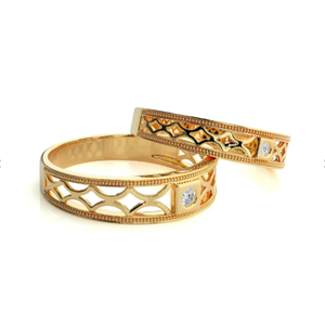 <b>925</b> Sterling <b>Silver</b> Gold Plated Lattice Couple <b>Rings</b> - Product Image 3