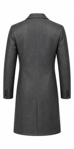 Gabardina de Cuero Genuino para Hombre |   Negro Marrón Marfil |   Fabricante OEM ODM |   Diseño de Calidad Premium |   Ropa de Cuero | - Product Image 2