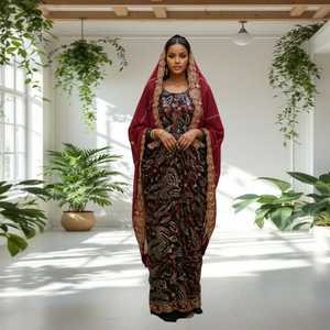 Nouvelle Robe Somalienne Glamour de Luxe en Tissu Chiffon Fransawi, Ornée de Paillettes et d'un Motif Floral Jacquard Uni - Product Image 3