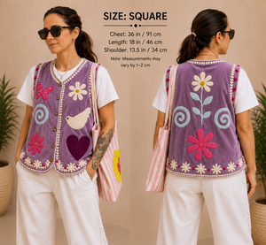 Nouvel Arrivage Gilet Court Femme Indienne en Velours Brodé Floral Vintage Style Rajasthani Suzani Kantha avec Logo sur le Devant - Product Image 3