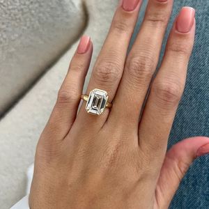 5.0 CT <b>Emerald</b> Cut Lab Grown Diamond 14K Gold Solitaire Engagement <b>Ring</b> Luxury Wedding Gift - Product Image 4