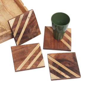 Posavasos de madera a rayas resistentes al calor, hechos a mano, antideslizantes, para tazas de té y café, juego de posavasos de madera para accesorios de mesa de comedor. - Product Image 6