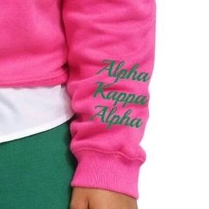 Custom Winter / Autumn A| K | A Long Sleeve Solid Crew Neck Sweatshirt for Sorority womens 500 Grams Pink colour - Product Image 3