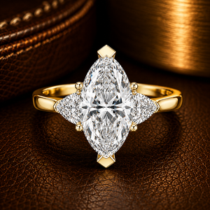 แหวนเพชรทรงมาร์คีส์ เพชรเลี้ยงในห้องปฏิบัติการ ทองคำแท้ 14K/18K น้ำหนักรวม 1.30 กะรัต รับรองโดย IGI สี DEF ความสะอาด VVS ขายดี แหวนแต่งงานสำหรับเจ้าสาว ขายส่ง - Product Image 1