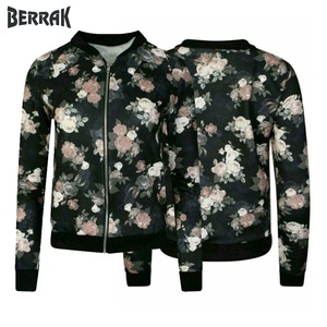 Womens Ladies Jackets Bomber Floral Flower Print Biker Coats Casual Outwear 8-22 - Product Image 1