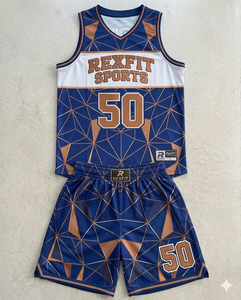 Maillots de basket-ball pour hommes personnalisés Rexfit Design, respirants, à séchage rapide, réversibles, ensemble d'uniformes de basket-ball personnalisés - Product Image 1