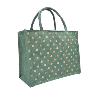 Premium Quality Fancy Eco-Friendly Printed Burlap Jute <b>Shopping</b> <b>Tote</b> <b>Bag</b> With Padded Handle Top Zipper Manufactured in India - Product Image 1