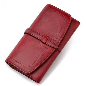 Premium Vintage Genuine Leather <b>Womens</b> Long <b>Wallet</b> RFID Blocking Zipper Clutch <b>Purse</b> Linen Eco-Friendly Custom Logo Available - Product Image 1