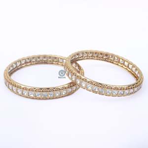 Saanvi Polki Designer Copper Alloy Bangles-Trendy Fashion Bracelets with Diamond Accents - Product Image 4