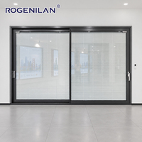 Porte coulissante en verre trempé à double vitrage en aluminium RICHOCEAN, isolation thermique, étanche