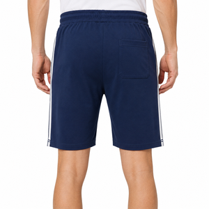 <b>Men's</b> Navy Blue Cotton Bermuda <b>Shorts</b> With Side Stripe Drawstring Waist Casual Wear - Product Image 2