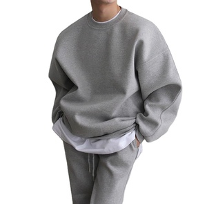Sweat-shirt homme col rond de haute qualité, lourd, 100% coton, logo personnalisé, coupe oversize - Product Image 4