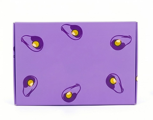 Caja Plegable Morada con Diseño de Aguacate para Almacenamiento de Alimentos, Cartón Rectangular Color Marfil, Impresión Offset Reciclable - Product Image 2