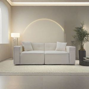 Divano Moderno in Velluto Teddy a 2-3 Posti, Imbottitura Completa in Schiuma Compressa, Squisito Divanetto Mid-Century per Interni con Rivestimento Livi - Product Image 4