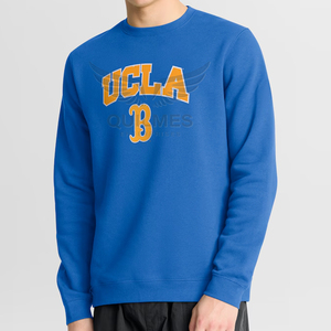 เสื้อสเวตเชิ้ตคอกลมแบบสั่งทำขายส่ง ยี่ห้อ Bruins พร้อมบริการพิมพ์โลโก้และปักลาย OEM ผ้าฝ้ายฟลีซสีน้ำเงิน เสื้อสเวตเชิ้ตแบบ unisex สำหรับวิทยาลัย - Product Image 3